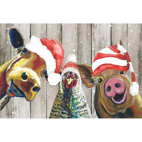 Barnyard Trio   White Modern Wood Framed Art Print by Keller, Lee