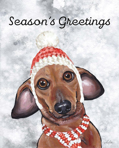 Seasons Greetings White Modern Wood Framed Art Print with Double Matting by Keller, Lee