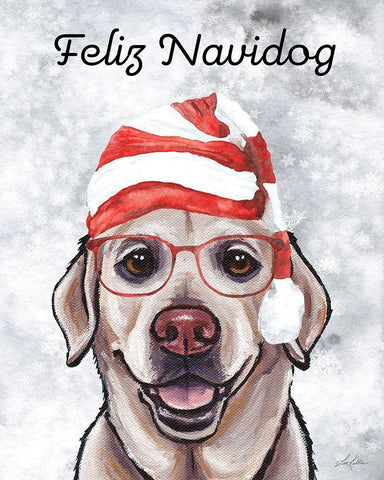 Feliz Navidog White Modern Wood Framed Art Print with Double Matting by Keller, Lee