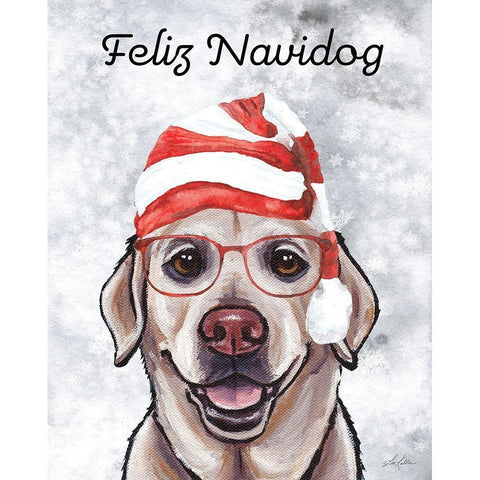 Feliz Navidog White Modern Wood Framed Art Print by Keller, Lee