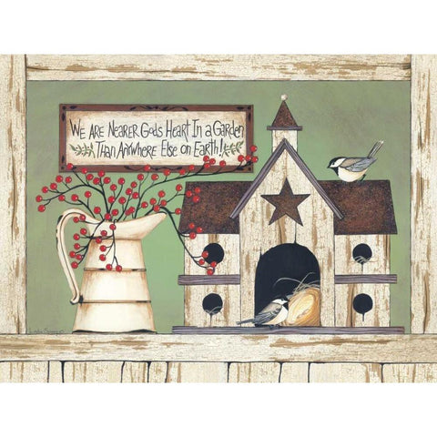 Birds and Berries White Modern Wood Framed Art Print by Spivey, Linda