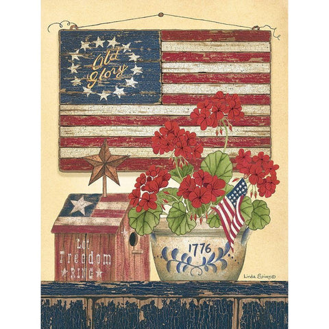 Americana Old Glory Black Modern Wood Framed Art Print with Double Matting by Spivey, Linda