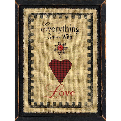 With Love Black Modern Wood Framed Art Print with Double Matting by Spivey, Linda