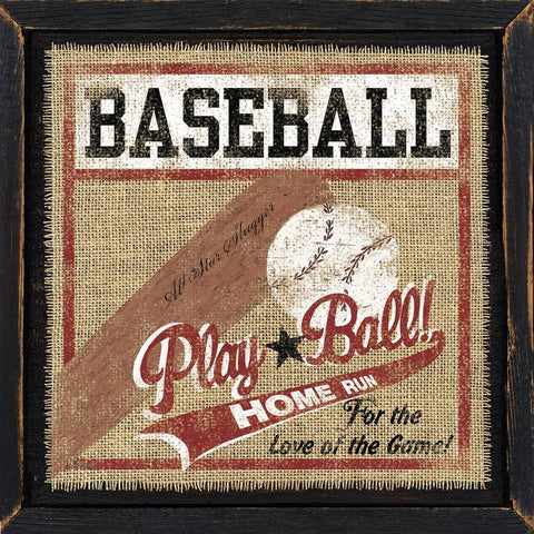 Baseball Black Modern Wood Framed Art Print with Double Matting by Spivey, Linda