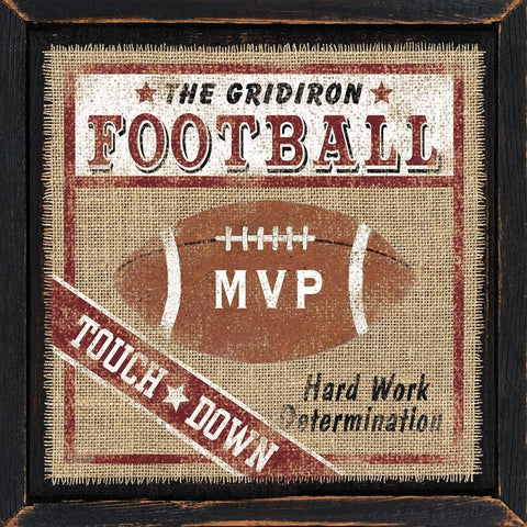 Football White Modern Wood Framed Art Print with Double Matting by Spivey, Linda