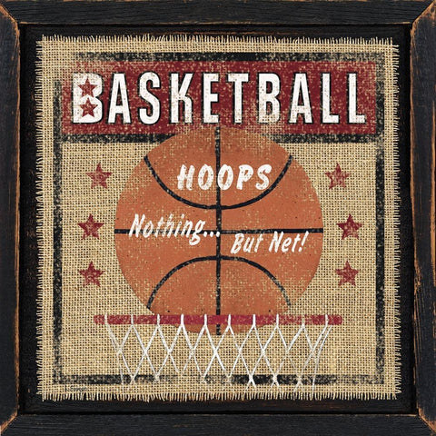 Basketball White Modern Wood Framed Art Print with Double Matting by Spivey, Linda