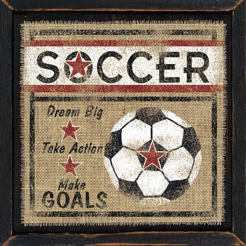 Soccer Gold Ornate Wood Framed Art Print with Double Matting by Spivey, Linda