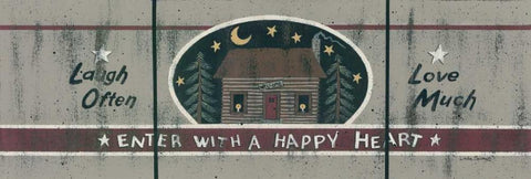 Happy Cabin Black Ornate Wood Framed Art Print with Double Matting by Spivey, Linda