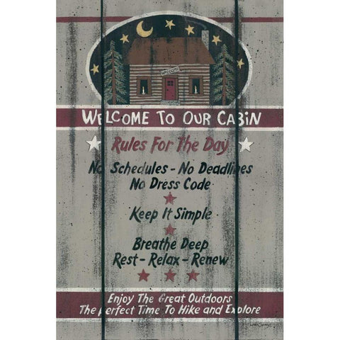 Cabin Rules for the Day Black Modern Wood Framed Art Print with Double Matting by Spivey, Linda