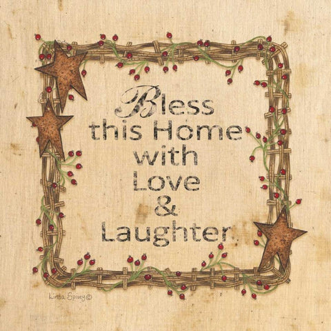 Bless This Home Black Ornate Wood Framed Art Print with Double Matting by Spivey, Linda