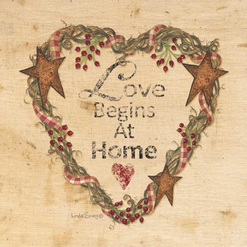 Love Begins at Home Black Modern Wood Framed Art Print with Double Matting by Spivey, Linda