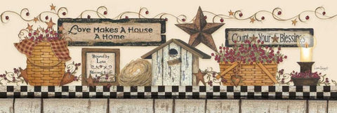 Love Makes a House a Home Black Ornate Wood Framed Art Print with Double Matting by Spivey, Linda