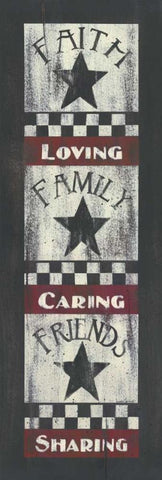 Faith-Family-Friends Black Ornate Wood Framed Art Print with Double Matting by Spivey, Linda