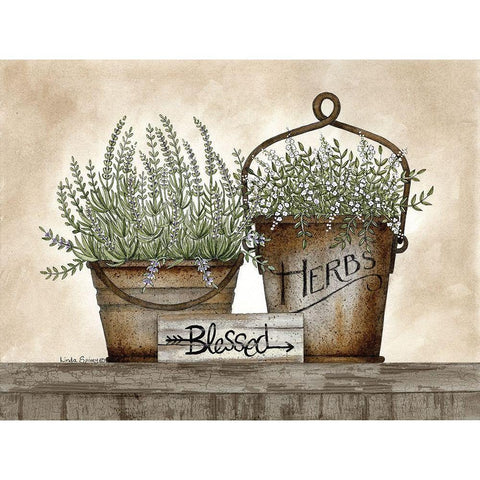 Blessed Herbs Black Modern Wood Framed Art Print with Double Matting by Spivey, Linda