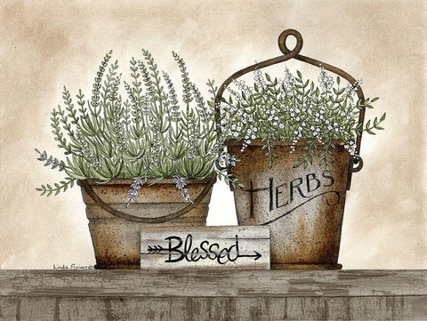 Blessed Herbs Black Ornate Wood Framed Art Print with Double Matting by Spivey, Linda