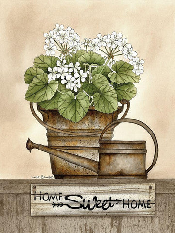 Home Sweet Home Geraniums Black Ornate Wood Framed Art Print with Double Matting by Spivey, Linda