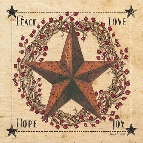 Peace Love Hope Joy Black Modern Wood Framed Art Print with Double Matting by Spivey, Linda