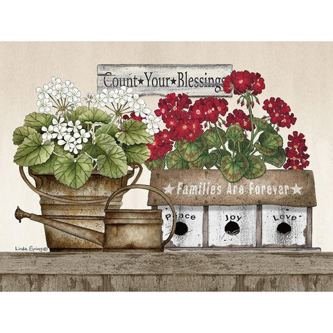 Count Your Blessings Geraniums Black Modern Wood Framed Art Print with Double Matting by Spivey, Linda