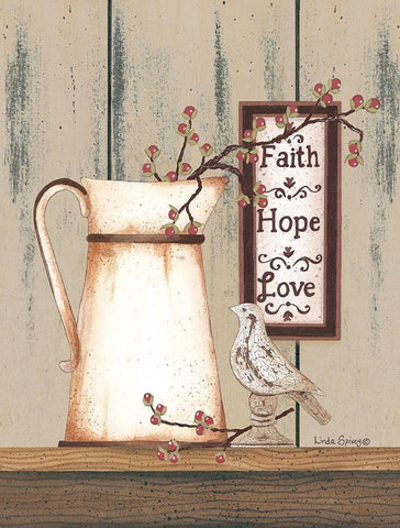 Faith Hope Love Black Ornate Wood Framed Art Print with Double Matting by Spivey, Linda