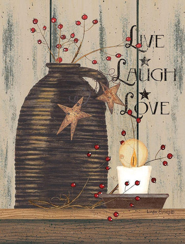 Live Laugh Love Black Ornate Wood Framed Art Print with Double Matting by Spivey, Linda