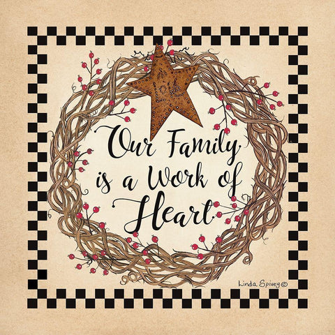 Our Family Wreath Gold Ornate Wood Framed Art Print with Double Matting by Spivey, Linda