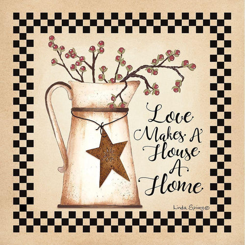 Love Makes a House a Home Black Modern Wood Framed Art Print with Double Matting by Spivey, Linda