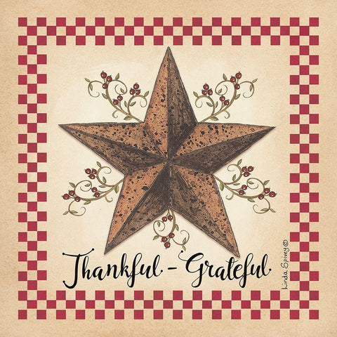 Thankful Grateful Barnstar Black Ornate Wood Framed Art Print with Double Matting by Spivey, Linda