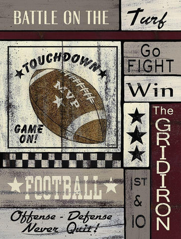 Football Game On Black Ornate Wood Framed Art Print with Double Matting by Spivey, Linda