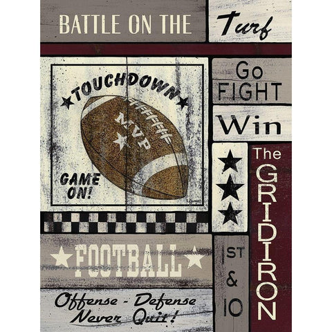 Football Game On Black Modern Wood Framed Art Print by Spivey, Linda