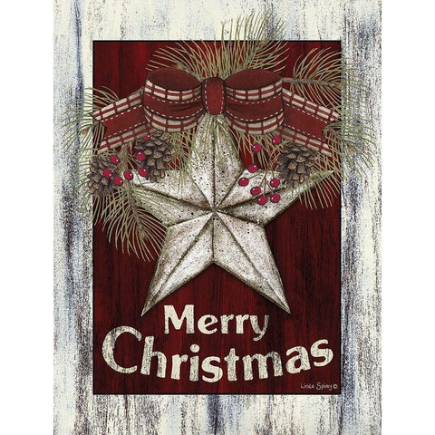 Christmas Barn Star Black Modern Wood Framed Art Print with Double Matting by Spivey, Linda