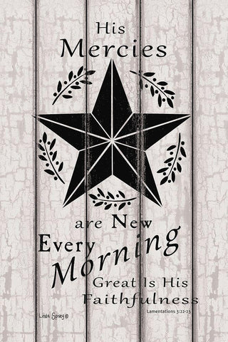 His Mercies are New Every Morning    White Modern Wood Framed Art Print with Double Matting by Spivey, Linda