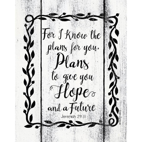 Plans to Give You Hope     Black Modern Wood Framed Art Print with Double Matting by Spivey, Linda