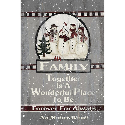 Snow Family Black Modern Wood Framed Art Print with Double Matting by Spivey, Linda