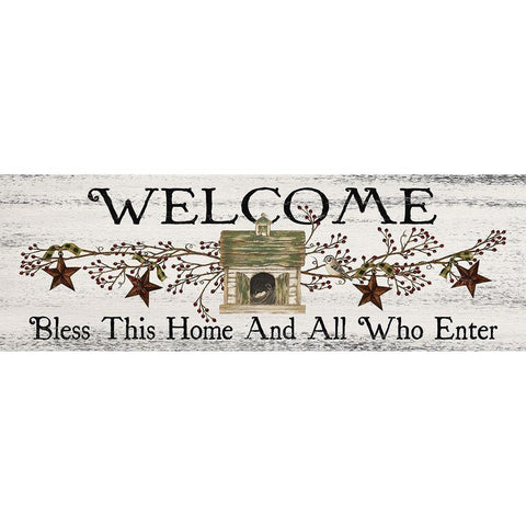 Bless This Home and All Who Enter Gold Ornate Wood Framed Art Print with Double Matting by Spivey, Linda
