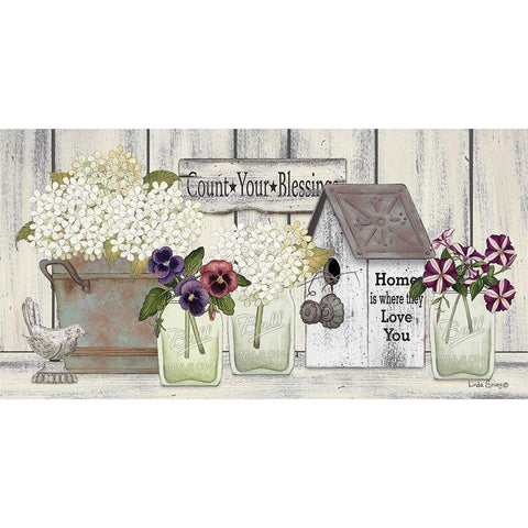 Farmhouse Flowers Gold Ornate Wood Framed Art Print with Double Matting by Spivey, Linda