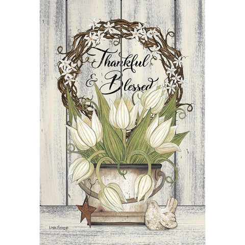 Thankful And Blessed White Modern Wood Framed Art Print by Spivey, Linda