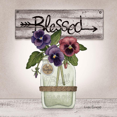 Pansy Blessing Black Ornate Wood Framed Art Print with Double Matting by Spivey, Linda