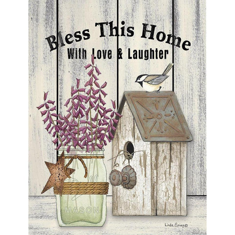 Bless This Home White Modern Wood Framed Art Print by Spivey, Linda