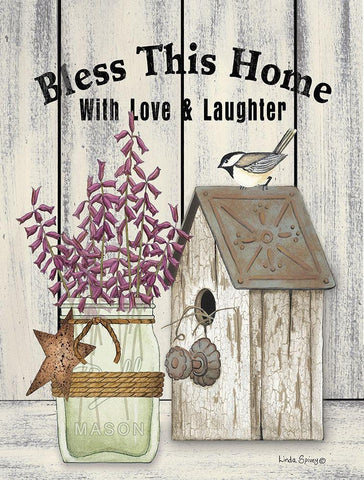 Bless This Home White Modern Wood Framed Art Print with Double Matting by Spivey, Linda