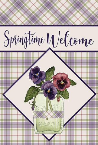 Springtime Welcome White Modern Wood Framed Art Print with Double Matting by Spivey, Linda