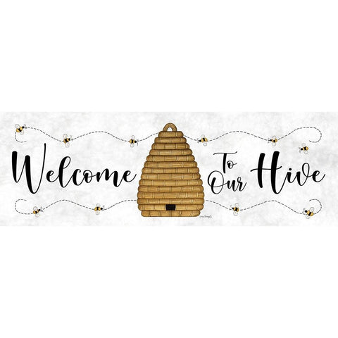 Welcome to Our Hive   White Modern Wood Framed Art Print by Spivey, Linda