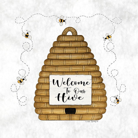 Welcome to Our Hive White Modern Wood Framed Art Print with Double Matting by Spivey, Linda