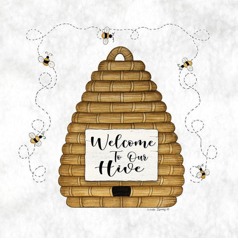 Welcome to Our Hive Black Modern Wood Framed Art Print by Spivey, Linda
