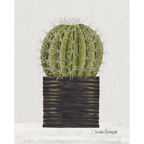 Potted Cactus Black Modern Wood Framed Art Print with Double Matting by Spivey, Linda