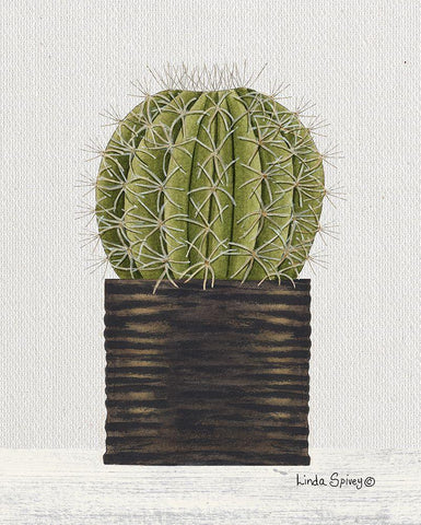 Potted Cactus Black Ornate Wood Framed Art Print with Double Matting by Spivey, Linda