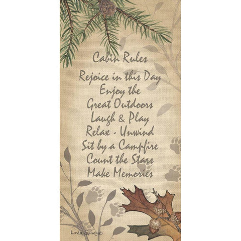 Cabin Rules White Modern Wood Framed Art Print by Spivey, Linda