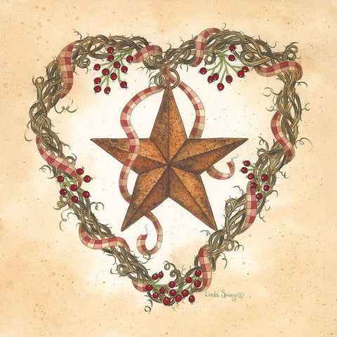 Barnstar with Heart Wreath Black Modern Wood Framed Art Print by Spivey, Linda