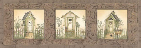 Outhouse Row Black Ornate Wood Framed Art Print with Double Matting by Spivey, Linda