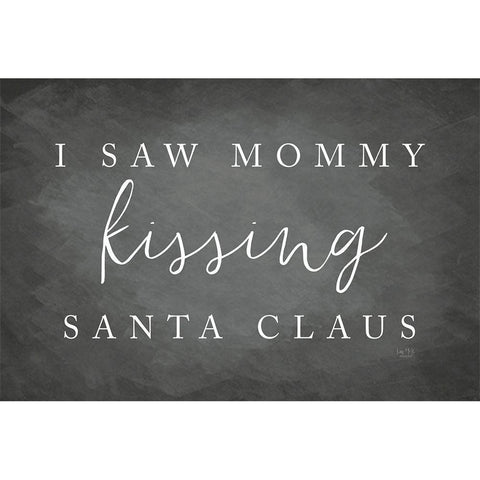 Kissing Santa Claus   Black Modern Wood Framed Art Print with Double Matting by Lux + Me Designs