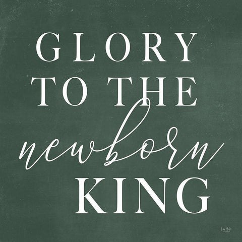 Glory to the Newborn King White Modern Wood Framed Art Print by Lux + Me Designs